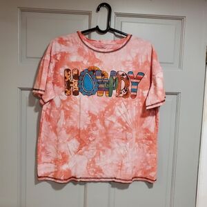 American Bling T-Shirt Women Size XL Short Sleeves Crewneck Orange tie dye